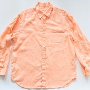 Tommy Bahama Long Sleeve Linen Button Up Shirt Mens Size Large Coral Orange